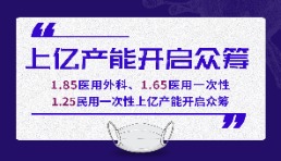 1.85醫用外科、1.65醫用一次性、1.25民用一次性上億產能開啟眾籌